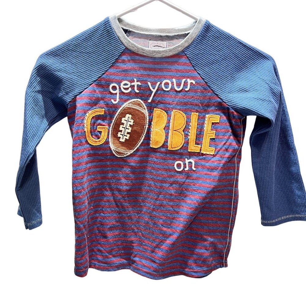 Mud Pie thanksgiving turkey Gobble football longsleeve tshirt NWOT 4T/5T shirt